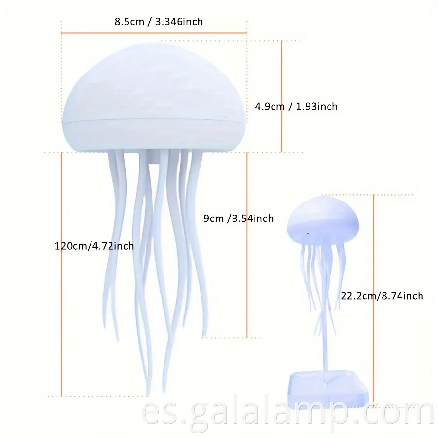 Lámpara moderna de mesa de medusas con luz LED de cambio de color ajustable